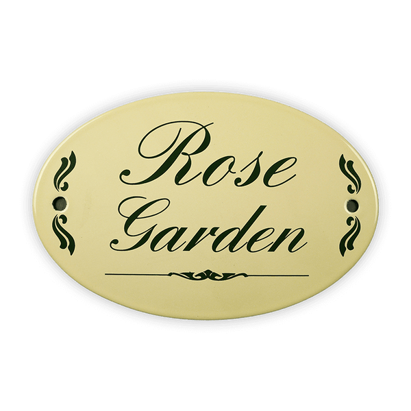 Emailschild oval, 15 x 10 cm, Rose Garden