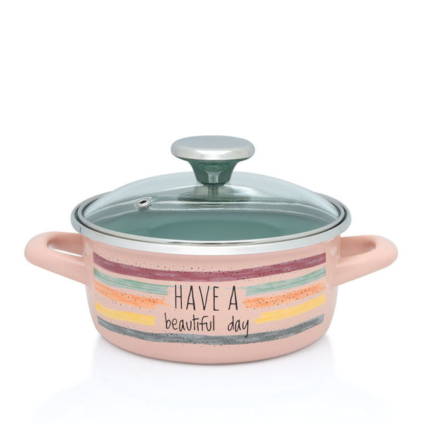 Topf flach mit Deckel Dekor " Have a beautyful Day "