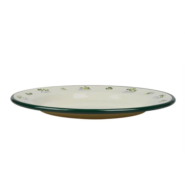 Flat plate, 24 cm, cream/green, herbs