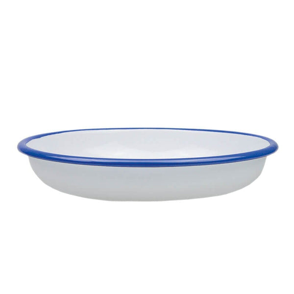 Deep plate, 24 cm, white/blue