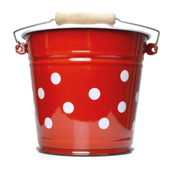 Bucket 6 liters, red/white, polka dots