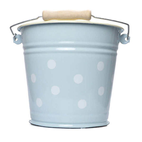 Bucket 6 liters, light blue, polka dots