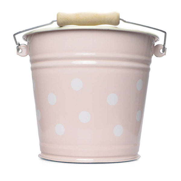 Bucket 6 liters, rosé, polka dots