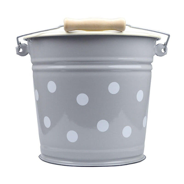Bucket 6 liters, gray, polka dots