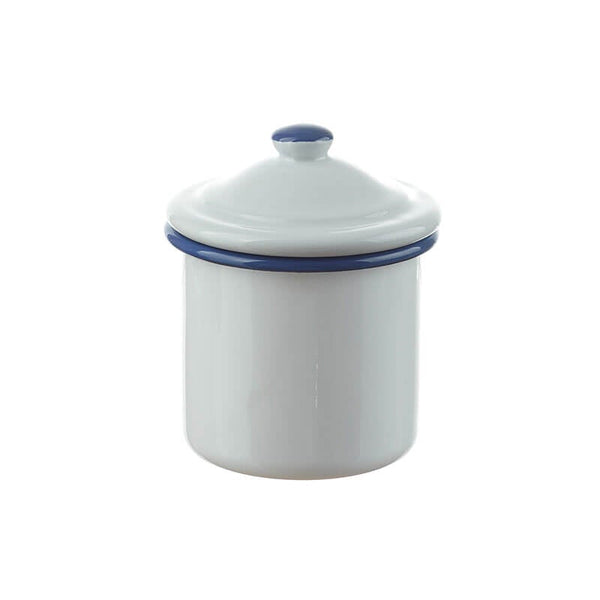 Sugar bowl with lid, 8 cm, white/blue