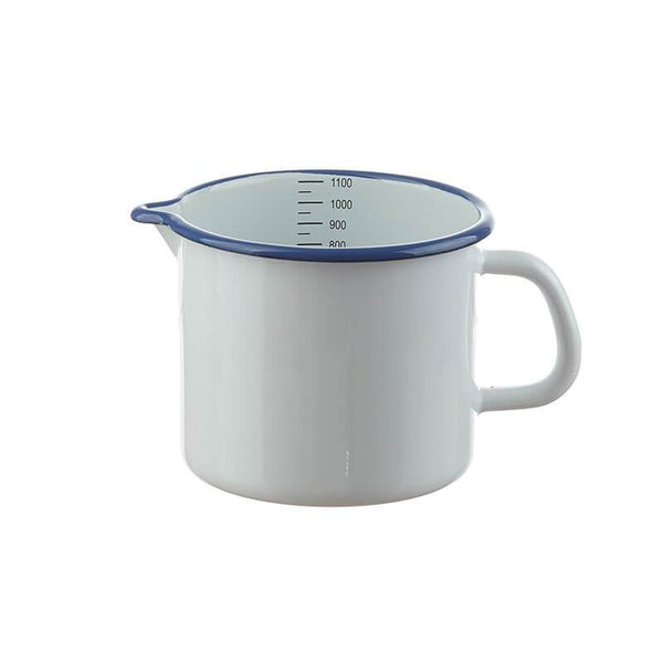 Milk pot 1 liter. with scale, white/blue
