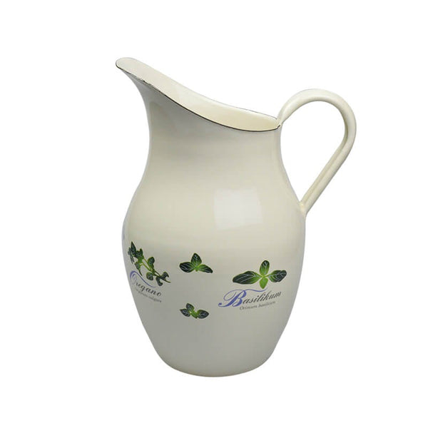 Water jug ​​2.5 ltr, cream/green, herbs