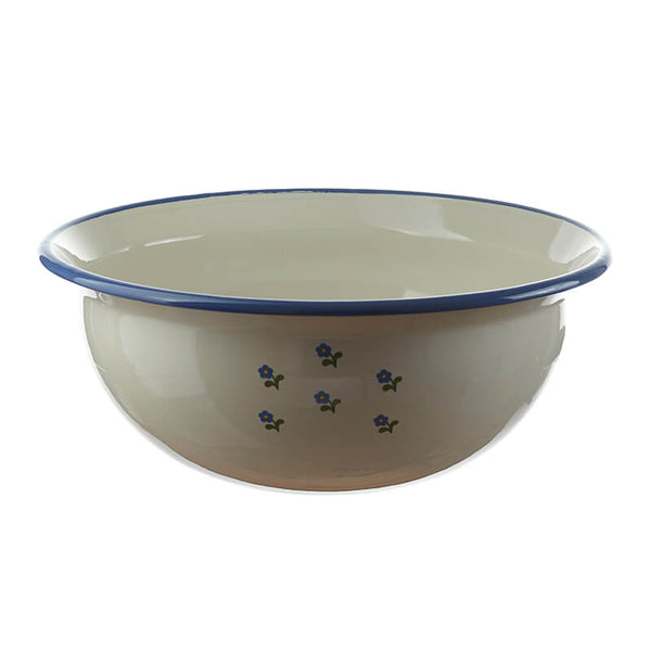 Bowl, 36 cm, cream/blue, flowers