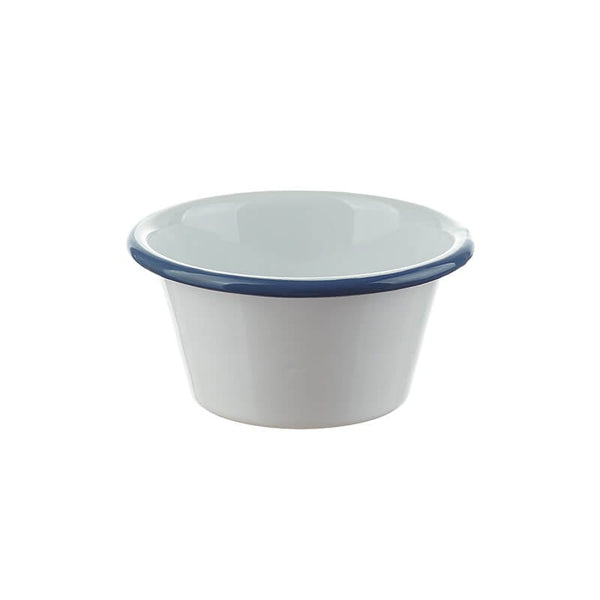 Enamel bowl 14 cm, Gastro Line, white/blue
