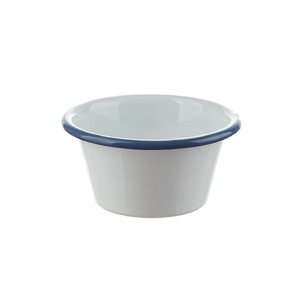 Enamel bowl 16 cm, Gastro Line, white/blue