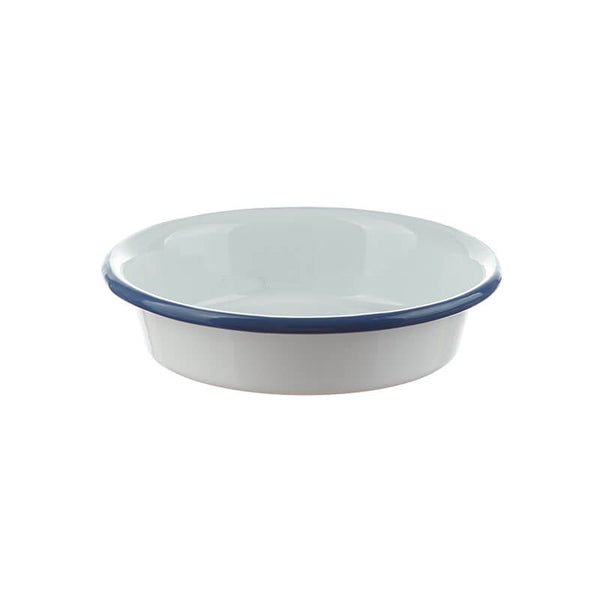 Enamel plate 18 cm, Gastro Line, white/blue