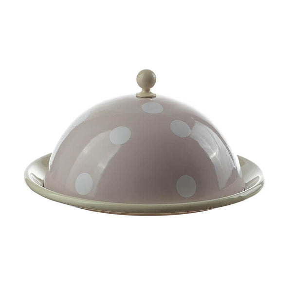 Cheese dome, 2 parts, 20 cm, rosé, polka dots