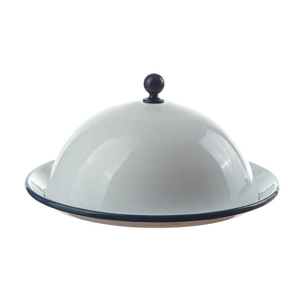 Cheese dome, 2 parts, 22 cm, white/blue