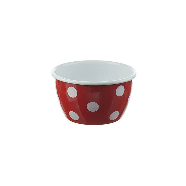 Salad bowl 14 cm, red/white, polka dots