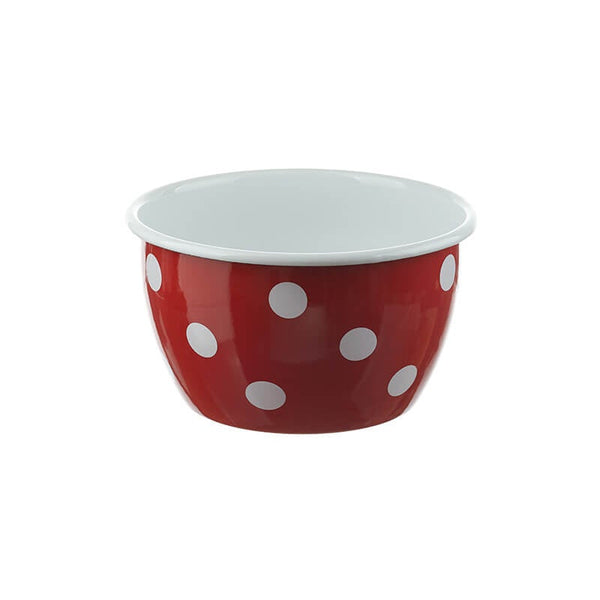 Salad bowl 18 cm, red/white, polka dots