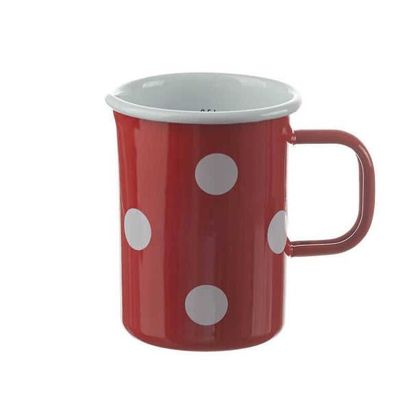 Measuring cup 0.5 liters with scale, red/white, polka dots