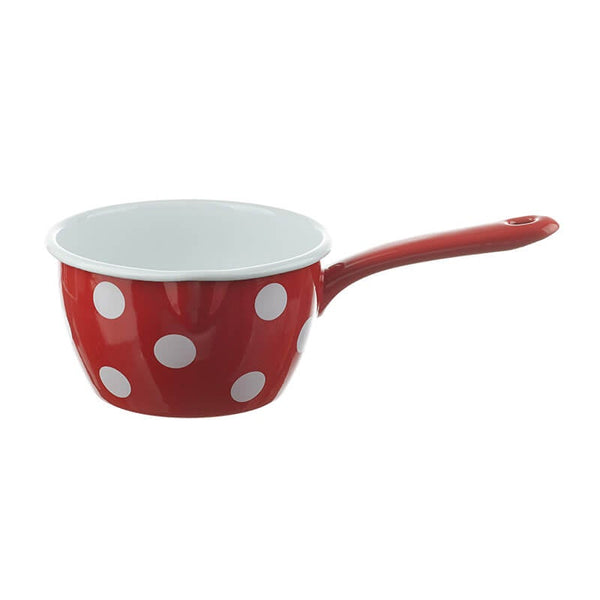 Saucepan 1 liter, red/white, polka dots