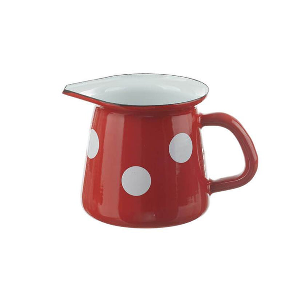 Jug 0.4 liters, red/white, polka dots