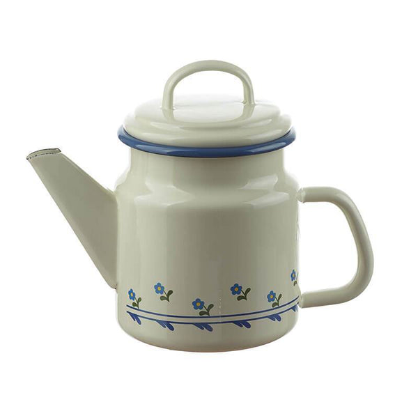 Teapot 1 liter, cream/blue, flowers