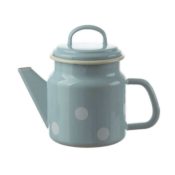 Teapot 1 liter, light blue, polka dots