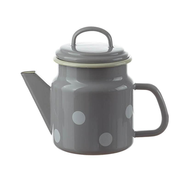 Teapot 1 liter, gray, polka dots