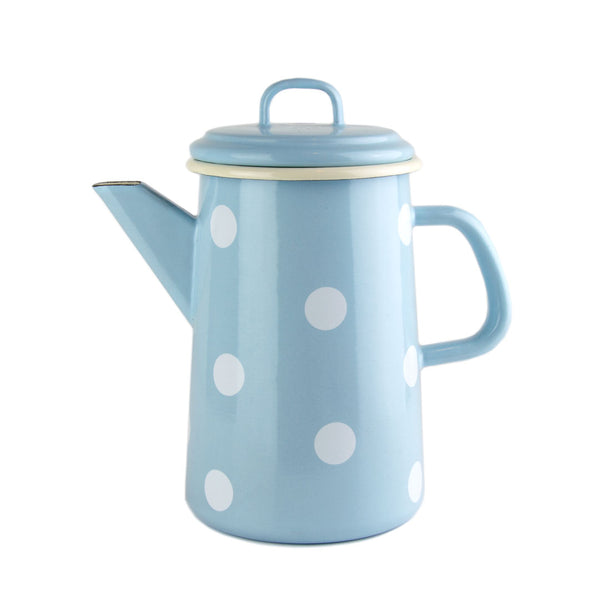 Coffee pot 1.6 ltr, light blue, polka dots