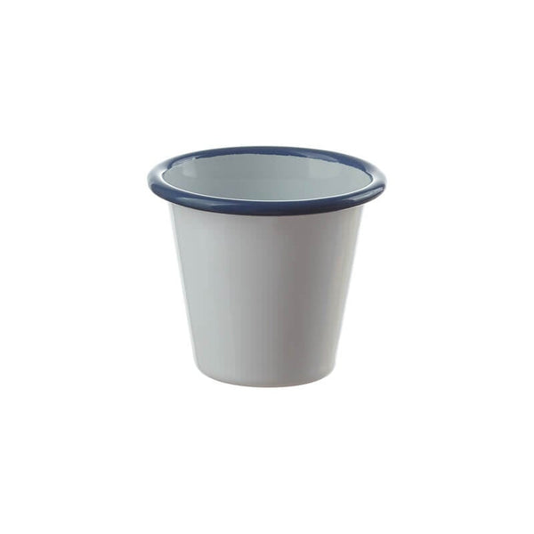 Enamel mug conical 6 cm, white/blue