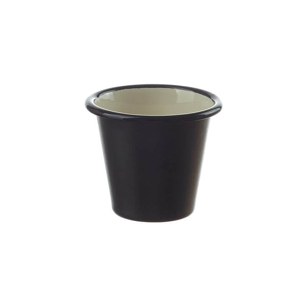 Enamel mug conical 6 cm, black/cream