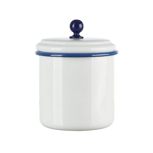 Medium storage container with tight-fitting lid, white/blue