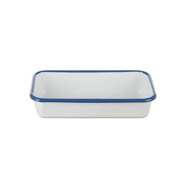 Baking dish 5 cm high, white/blue