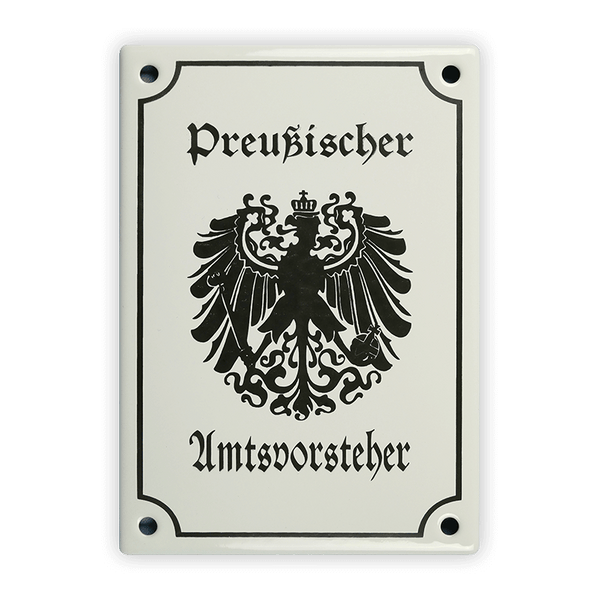 Emailschild 12 x 17 cm, Preußischer Amtsvorsteher