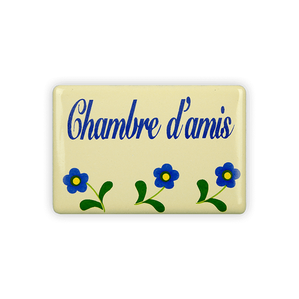 Enamel sign 6 x 4 cm, Chambres d'amis, flowers