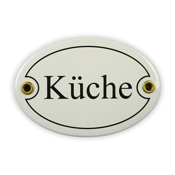 Oval enamel sign, 10.5 x 7 cm, kitchen