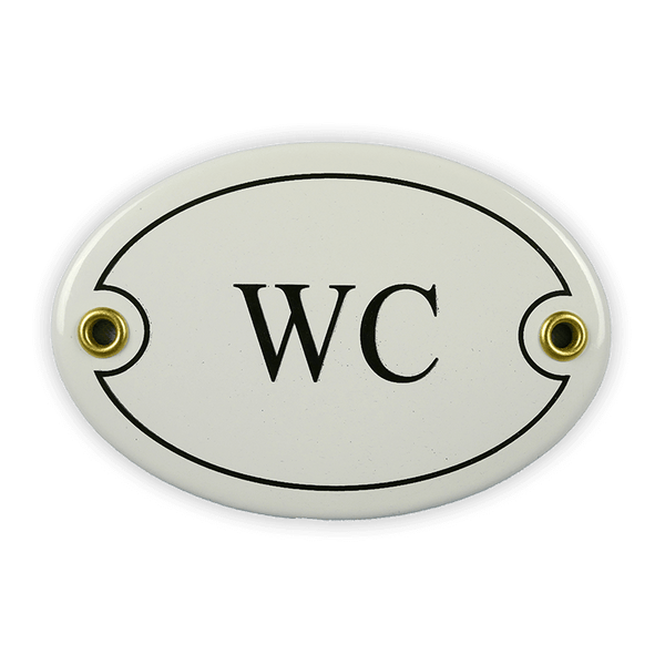 Oval enamel sign, 10.5 x 7 cm, WC