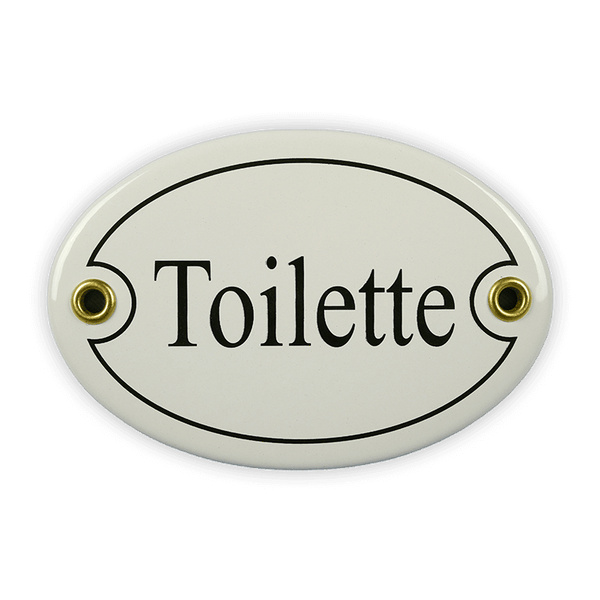 Oval enamel sign, 10.5 x 7 cm, toilet