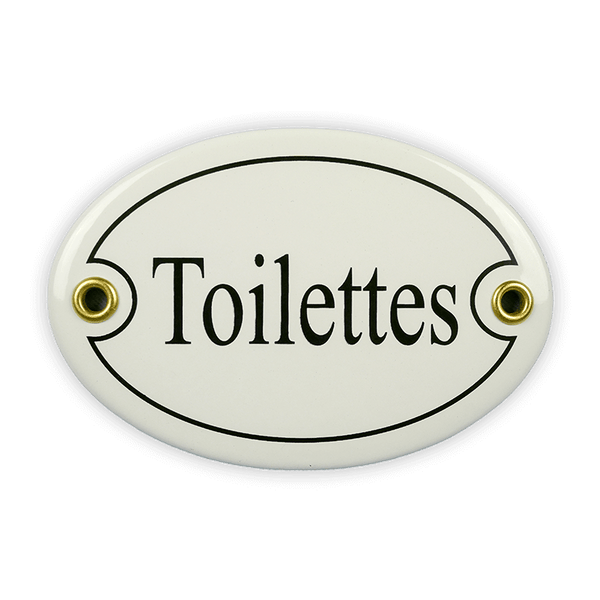 Oval enamel sign, 10.5 x 7 cm, toilets