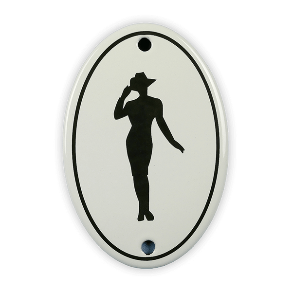 Oval enamel sign, 7 x 10.5 cm, women's toilet