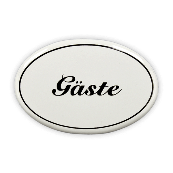 Oval enamel sign, 6 x 4 cm, guests, for gluing