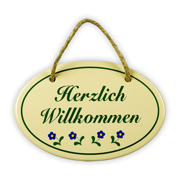 Oval enamel sign, 15 x 10 cm, Welcome