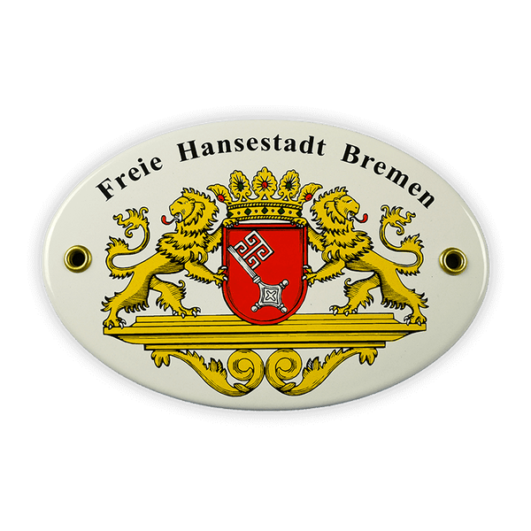 Enamel shield oval, 15 x 10 cm, coat of arms of Bremen
