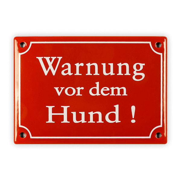 Email sign 17 x 12 cm, warning about the dog