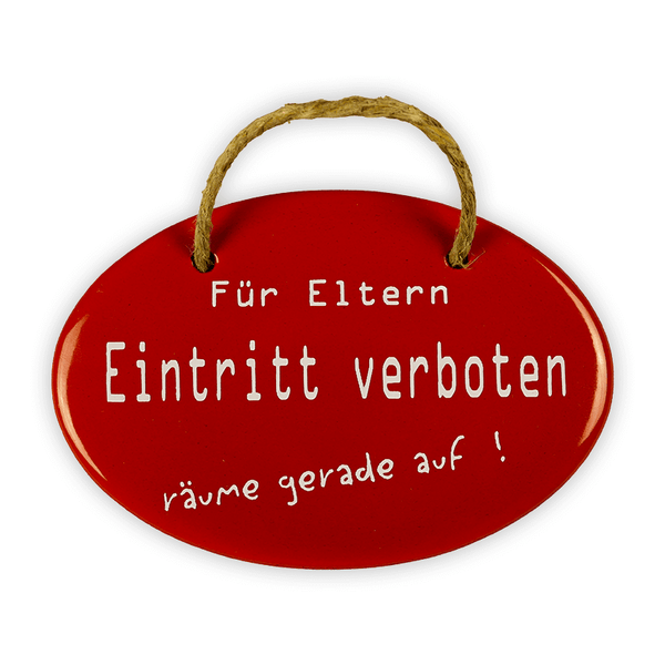 Enamel sign oval, 10.5 x 7 cm, entry forbidden for parents