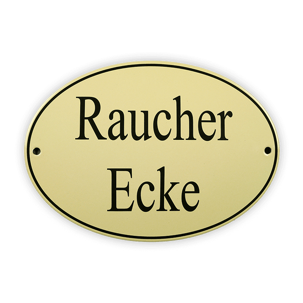 Emailschild oval, 21 x 15 cm, Raucher Ecke