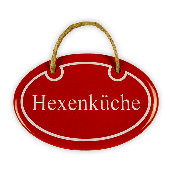 Emailschild oval, 10,5 x 7 cm, Hexenküche