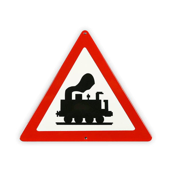 Enamel sign triangle 25 cm, steam locomotive