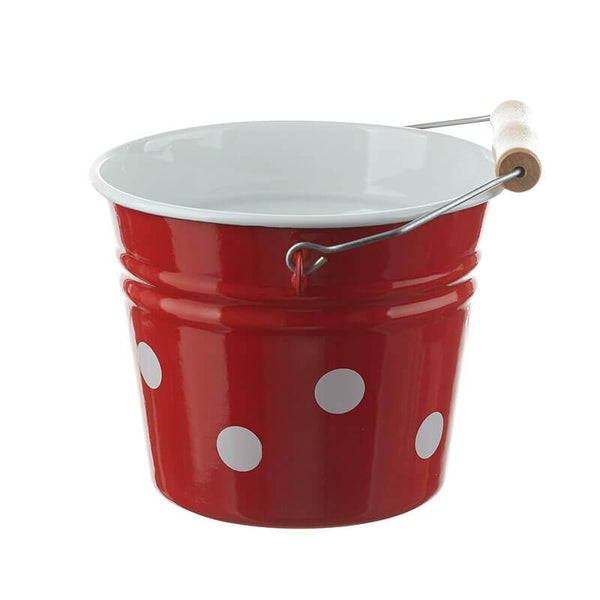 Children's bucket 16 cm, red/white, polka dots
