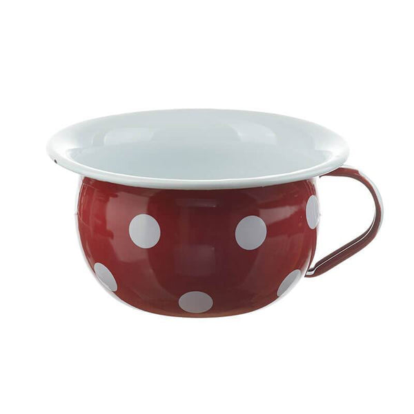 Chamber pot 18 cm, red/white, polka dots